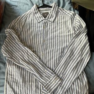 Men’s linen blend striped blue shirt